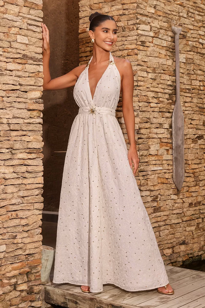 Dot Clothing - Dot Clothing Long Dress Sun Front One-Shoulder Off White - 2570OFF