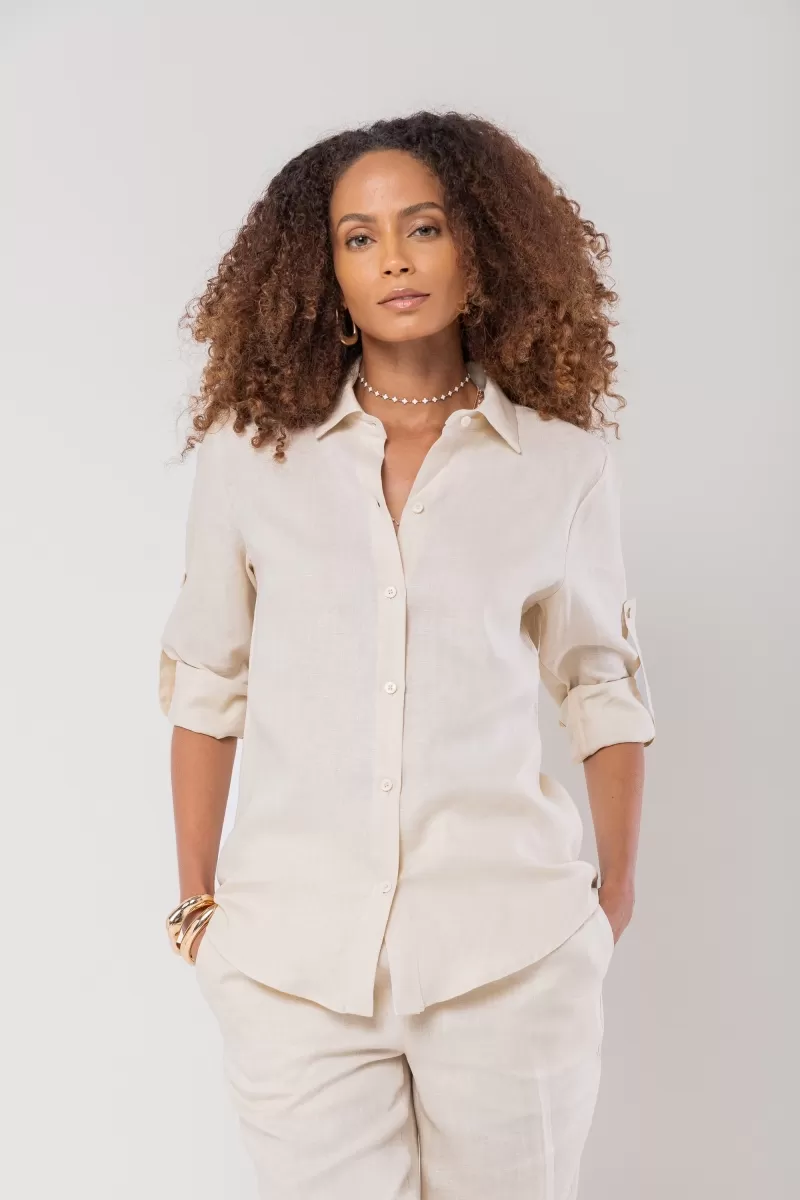 Hidrogênio - CAMISA DE LINHO 100% BEGE - 19875003