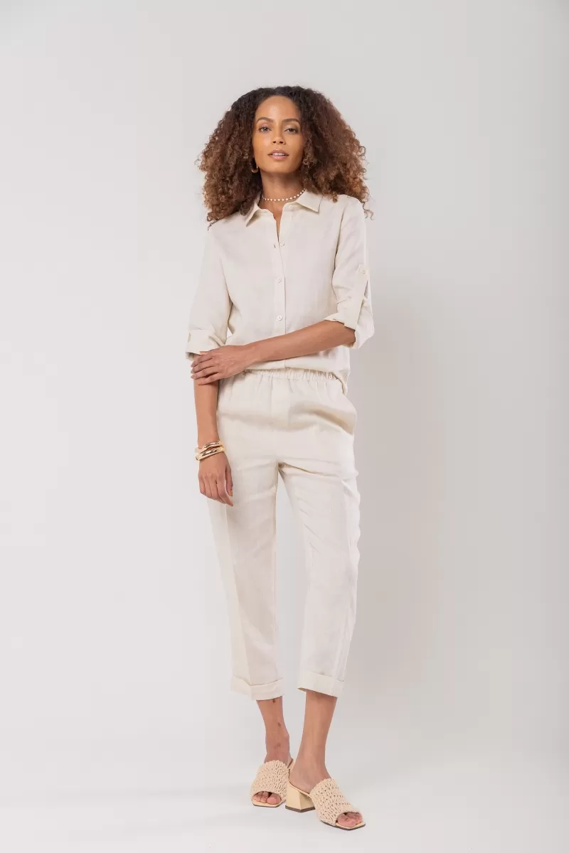 Hidrogênio - CAMISA DE LINHO 100% BEGE - 19875003