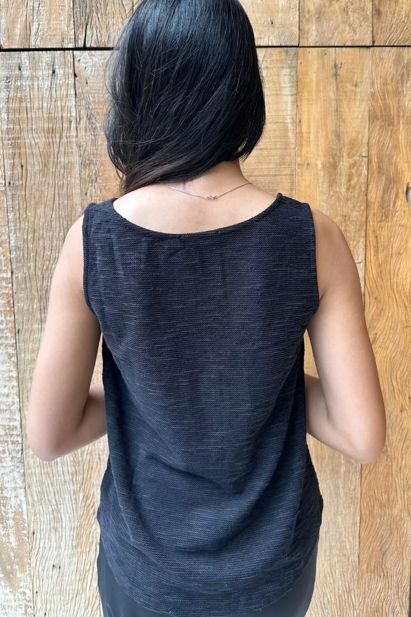 Hidrogênio - SWEATSHIRT TANK TOP WITH BUTTONS ON THE NECKLINE IN BLACK - 18875001