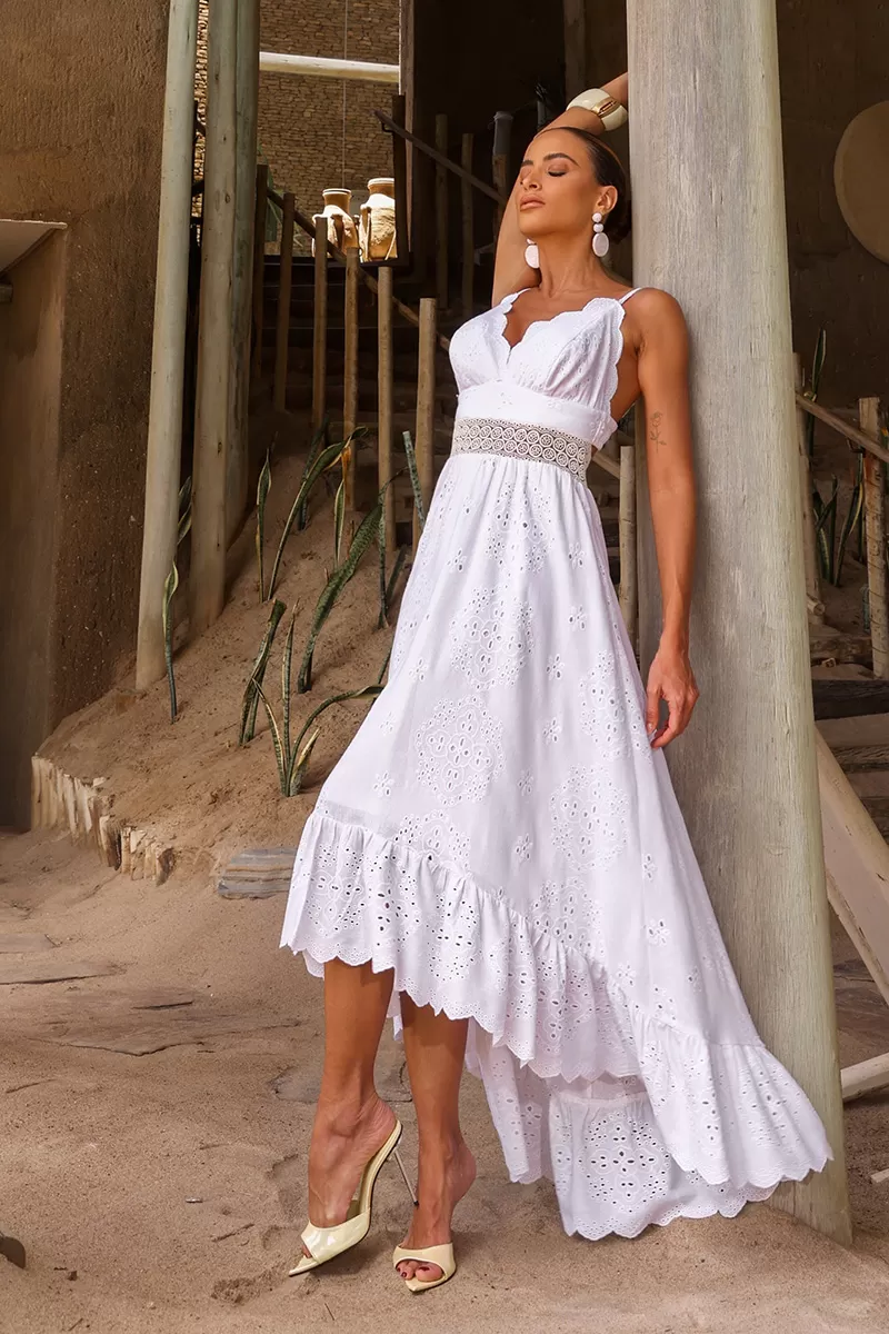 Dot Clothing - Vestido Dot Clothing Lilian Mullet Renda Off White - 2548OFF