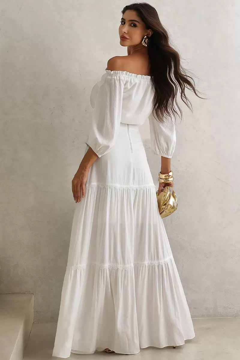 Miss Misses - Joana Long Skirt With Guipure Detail And Off White Zipper - 54472030