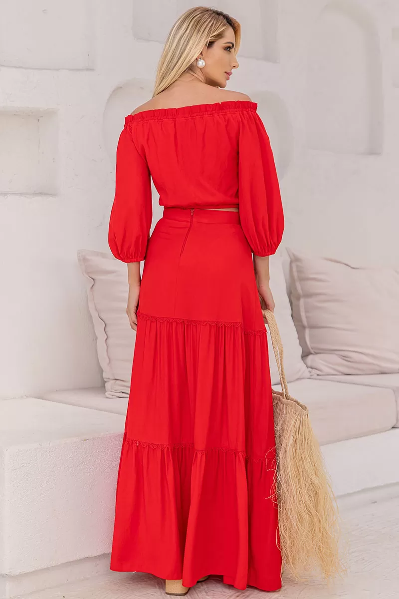 Miss Misses - Saia Joana Longa Com Detalhe Guipir Com Ziper Vermelho - 54472024