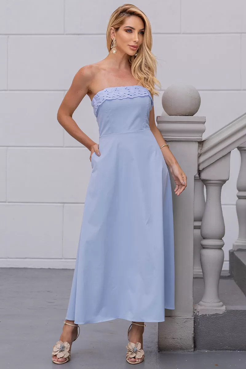 Miss Misses - Vestido Jennifer TQC Com Guipir Azul - 54467002