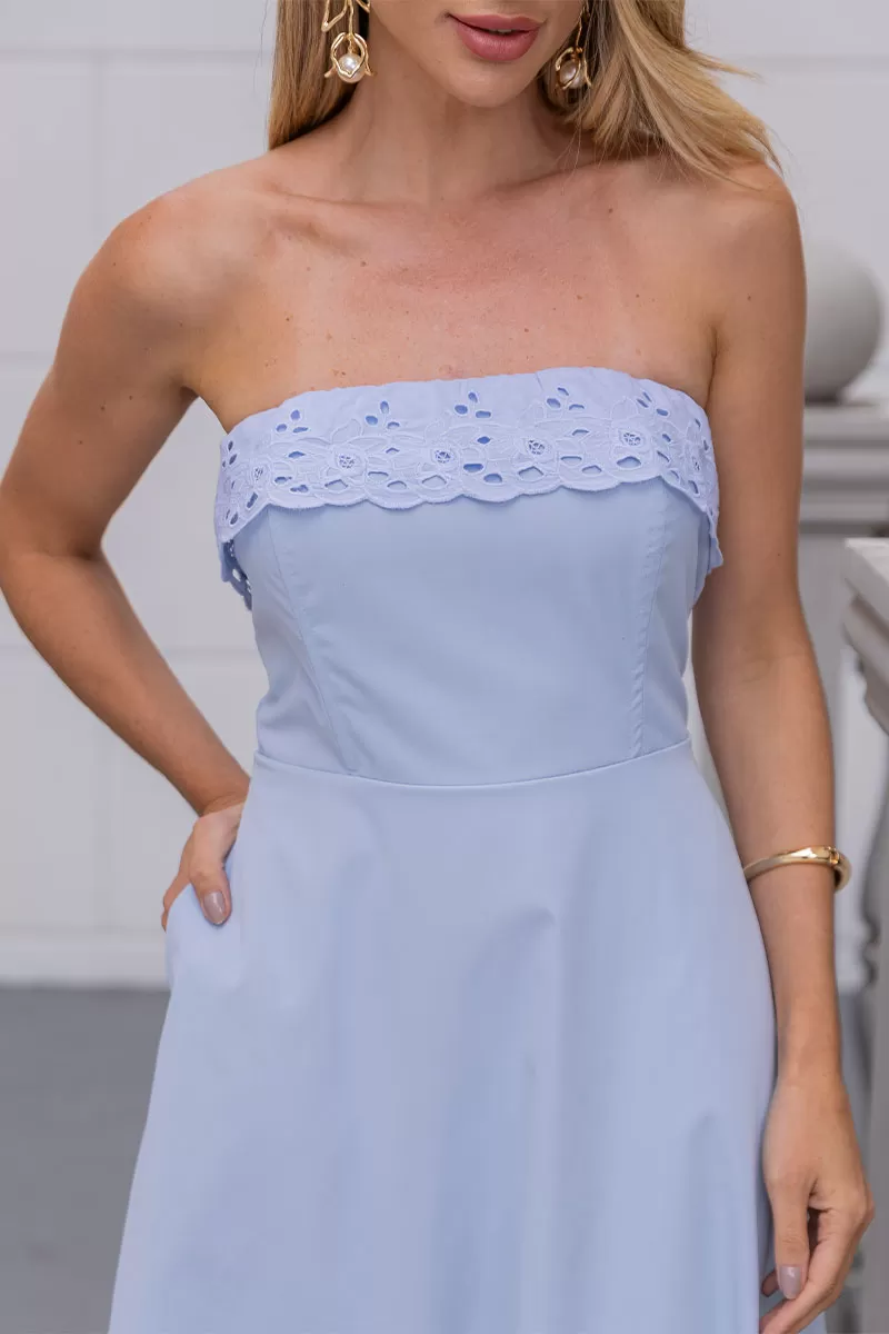 Miss Misses - Vestido Jennifer TQC Com Guipir Azul - 54467002