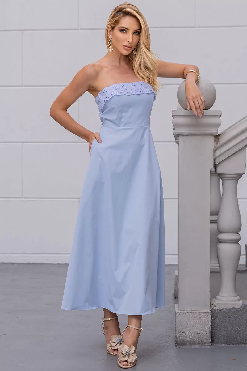 Miss Misses - Vestido Jennifer TQC Com Guipir Azul - 54467002