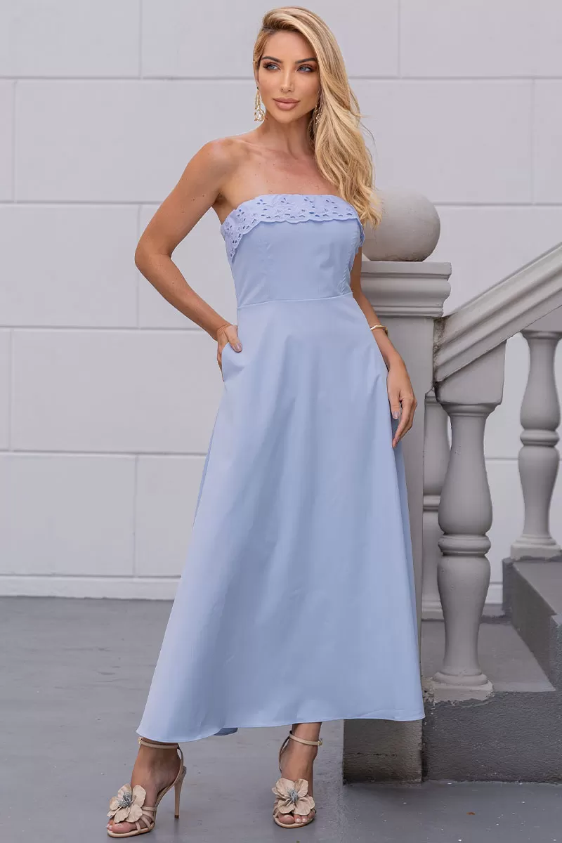 Miss Misses - Vestido Jennifer TQC Com Guipir Azul - 54467002