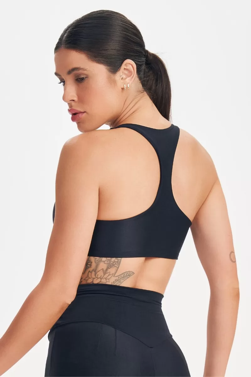Lets Gym - Top Retro Glam Preto - 2712PT
