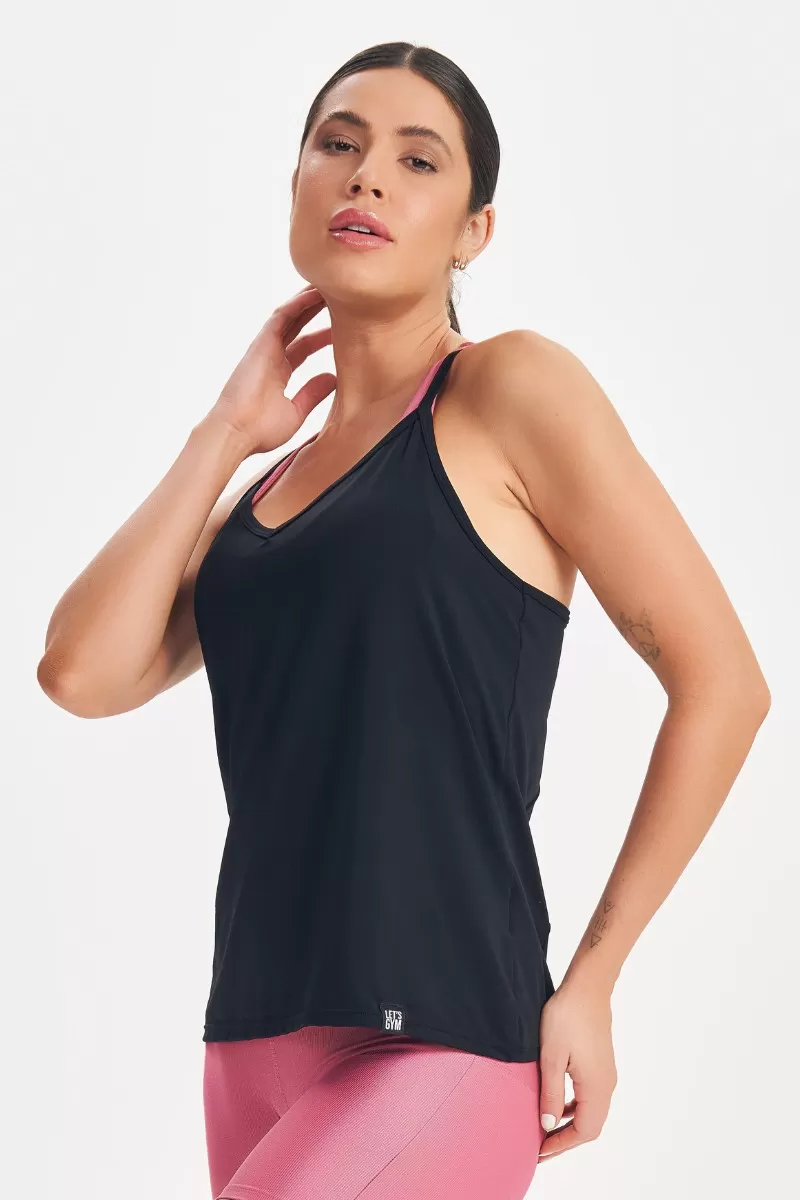 Lets Gym - Retro Glam Tank Shirt Black - 2717PT