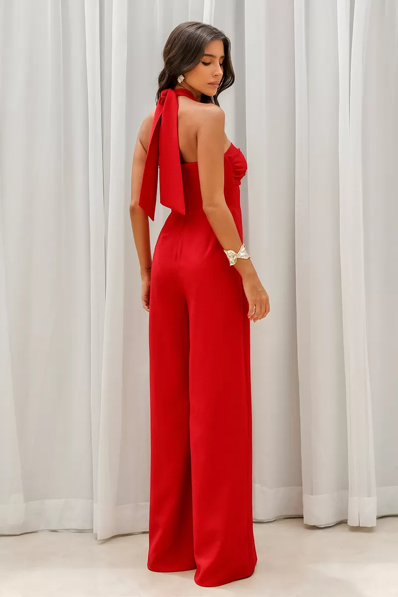 Dot Clothing - Dot Clothing Miriam Red Halter Jumpsuit - 2609VERM