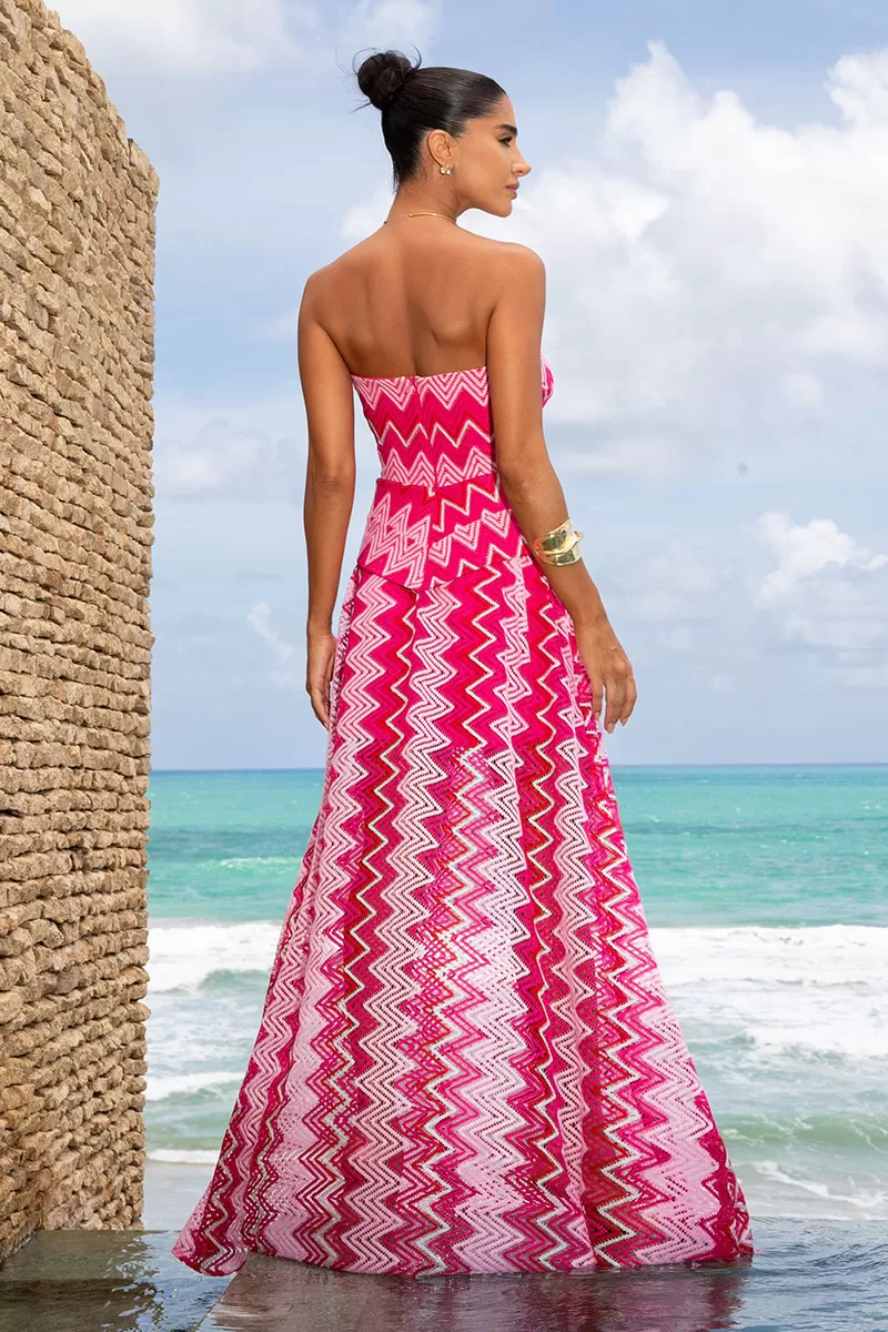 Dot Clothing - Dress Dot Clothing Long Lace Printed Pink - 2596PINK