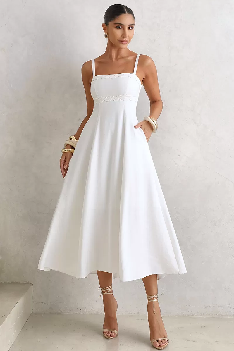 Miss Misses - Lidiane Dress With Guipure Detail And White Straps - 54470005