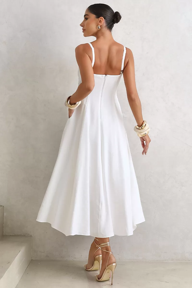 Miss Misses - Lidiane Dress With Guipure Detail And White Straps - 54470005