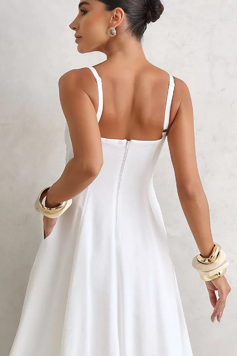 Miss Misses - Lidiane Dress With Guipure Detail And White Straps - 54470005