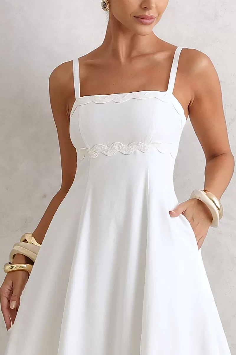 Miss Misses - Lidiane Dress With Guipure Detail And White Straps - 54470005