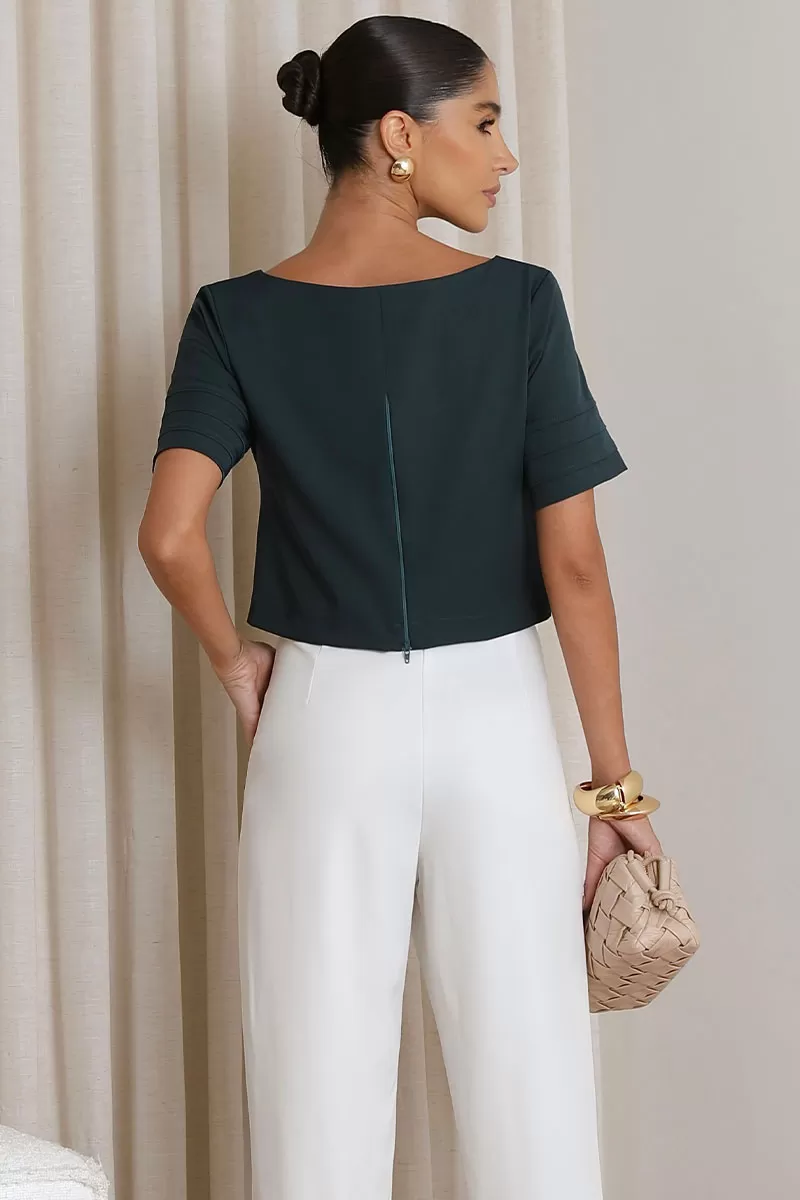 Miss Misses - Blusa Vivian Com Zíper Costas Verde - 54486023