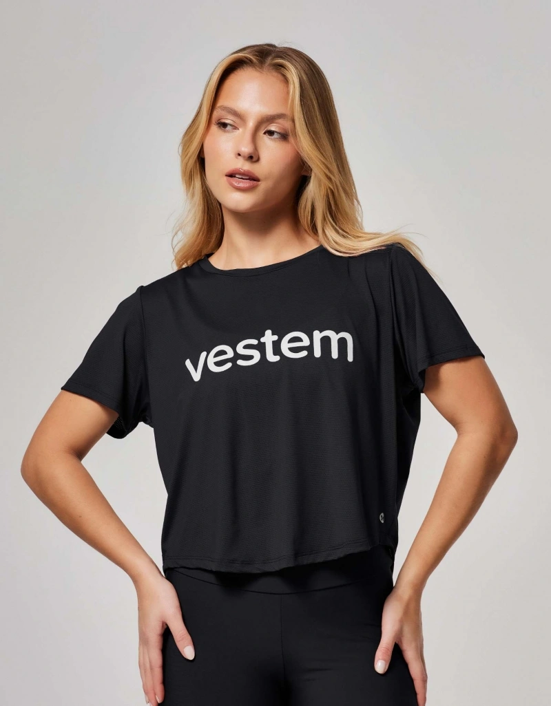 Vestem - Blusa Manga Curta Dry Fit Embaixadoras Preto - BMC772.ESS.C0002