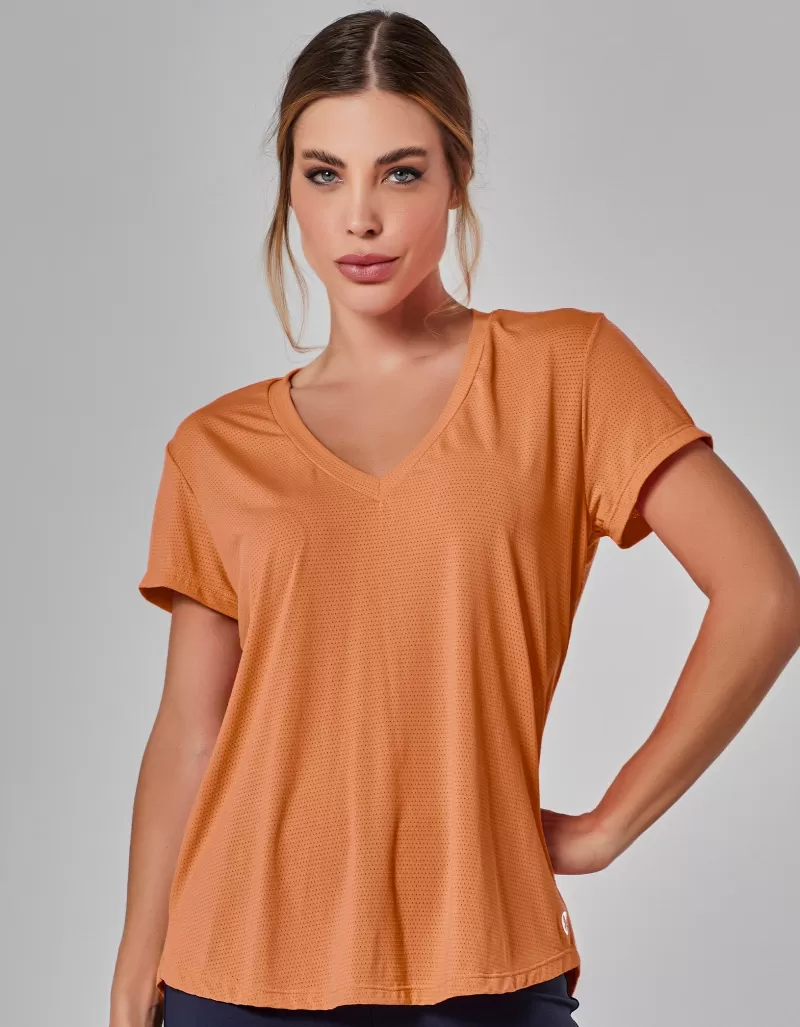 Vestem - Blusa Manga Curta Dry Fit Janice Marrom Conhaque - BMC31.ESS.C0552