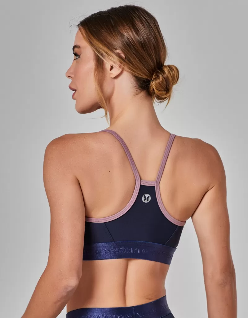 Vestem - Medium Support Prime Dark Navy and Pink Satin Top - TOP1106.I25.C0560
