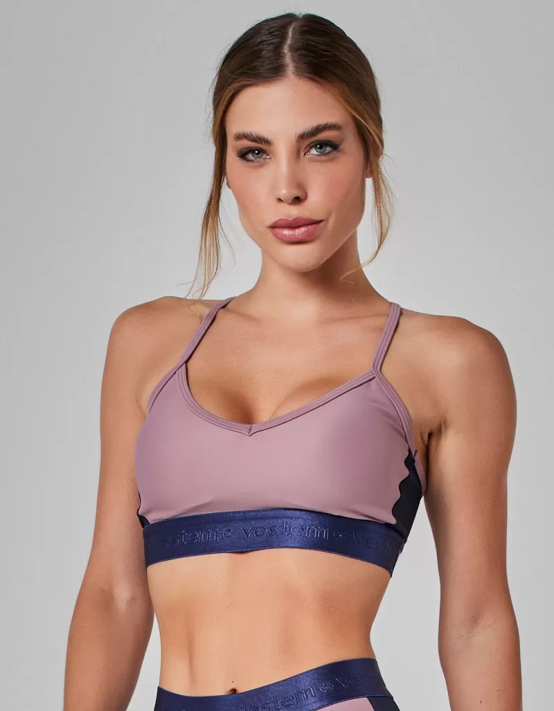 Vestem - Top Média Sustentação Prime Marinho Escuridão e Rosa Satin - TOP1106.I25.C0560