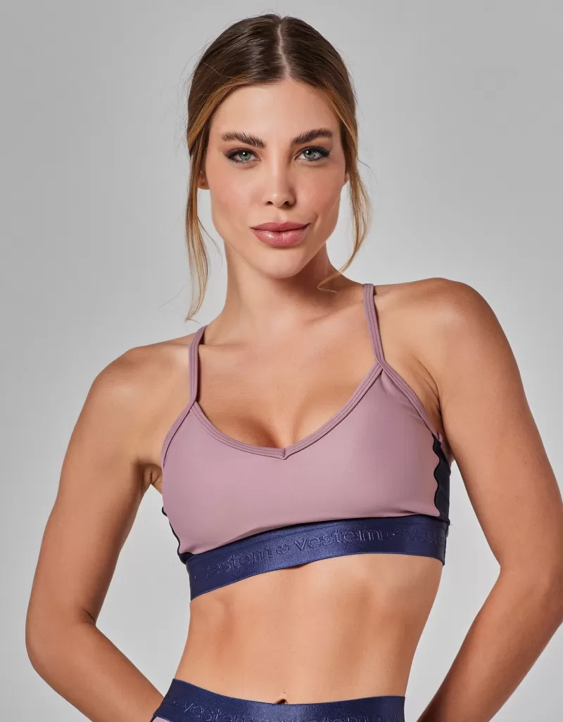 Vestem - Medium Support Prime Dark Navy and Pink Satin Top - TOP1106.I25.C0560