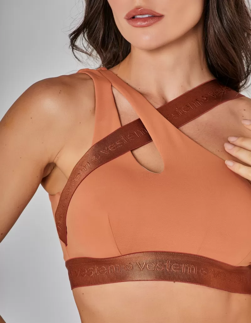 Vestem - Medium Support Core Top in Cognac Brown - TOP1141.I25.C0552