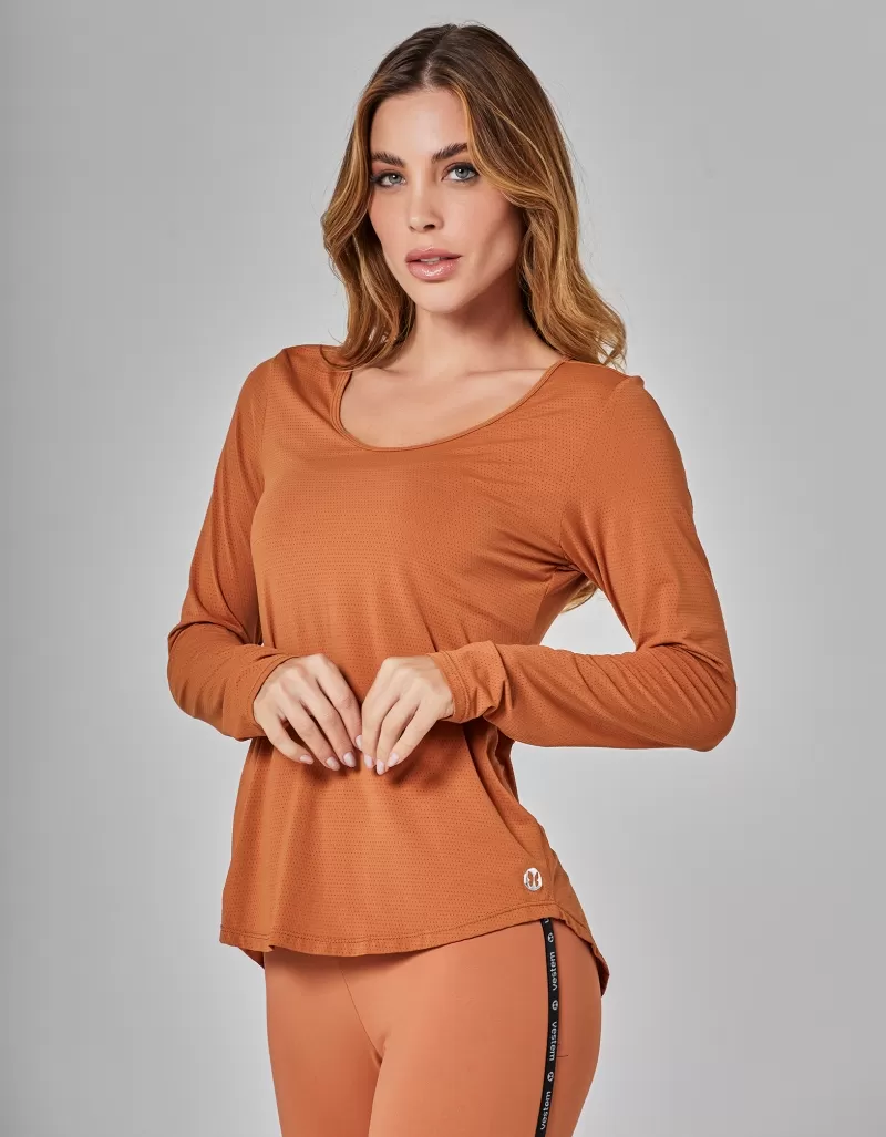 Vestem - Hype Dry Fit Long Sleeve Shirt Cognac Brown - BML475.I25.C0552