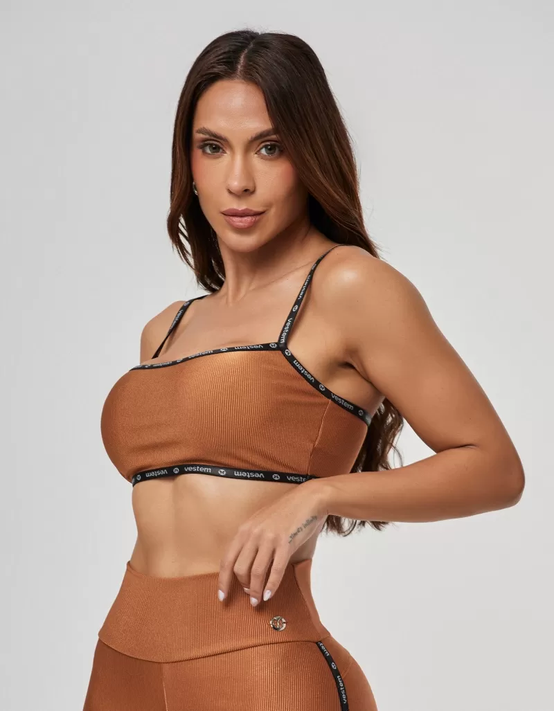 Vestem - Top Leve Sustentação Hype Marrom Conhaque - TOP1111.I25.C0552