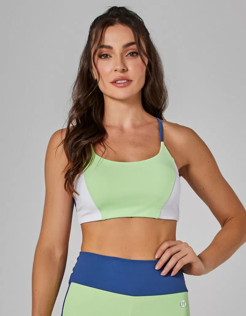 Vestem - Trek Medium Support Top in Jeans Blue and Mint - TOP1147.I25.C0557