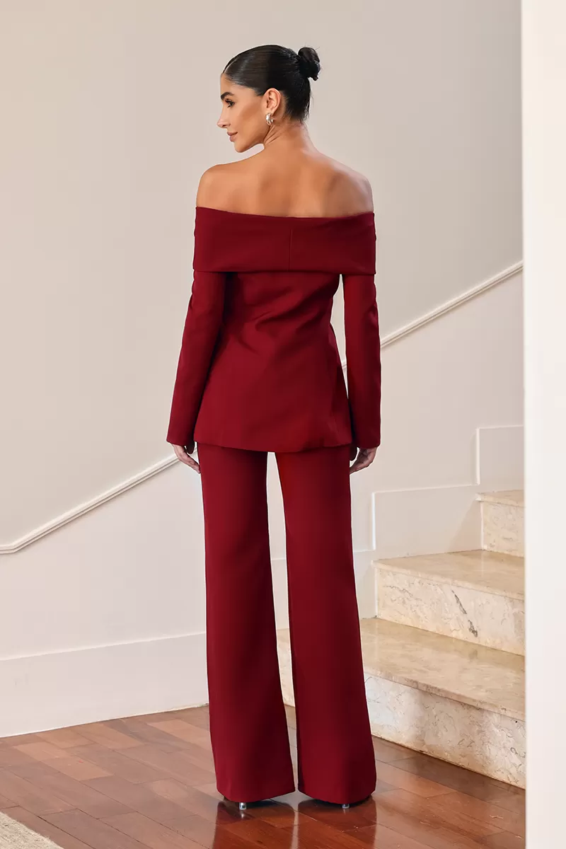Dot Clothing - Set Dot Clothing Mirela Tailoring Shoulder to Shoulder Marsala - 2627BORDO