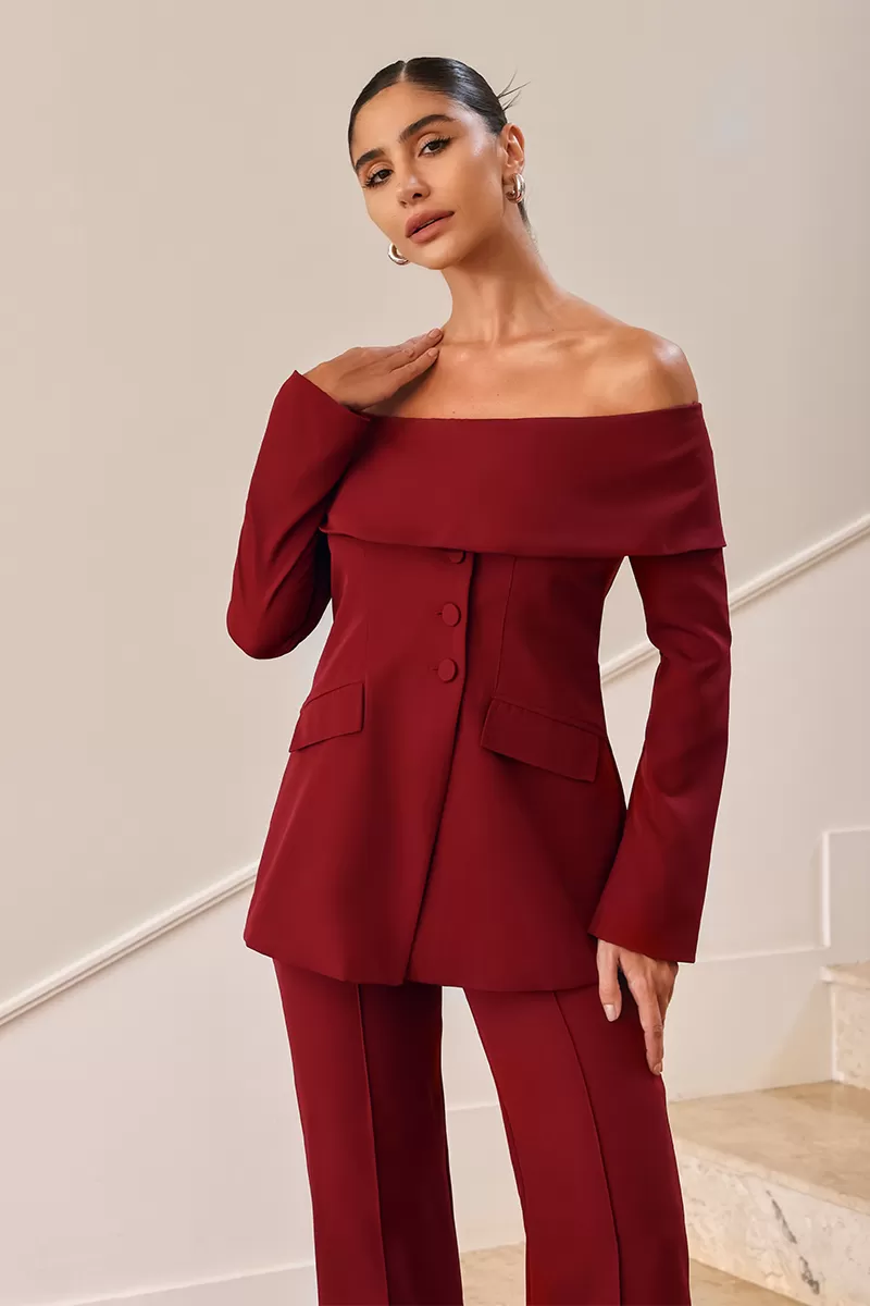 Dot Clothing - Set Dot Clothing Mirela Tailoring Shoulder to Shoulder Marsala - 2627BORDO