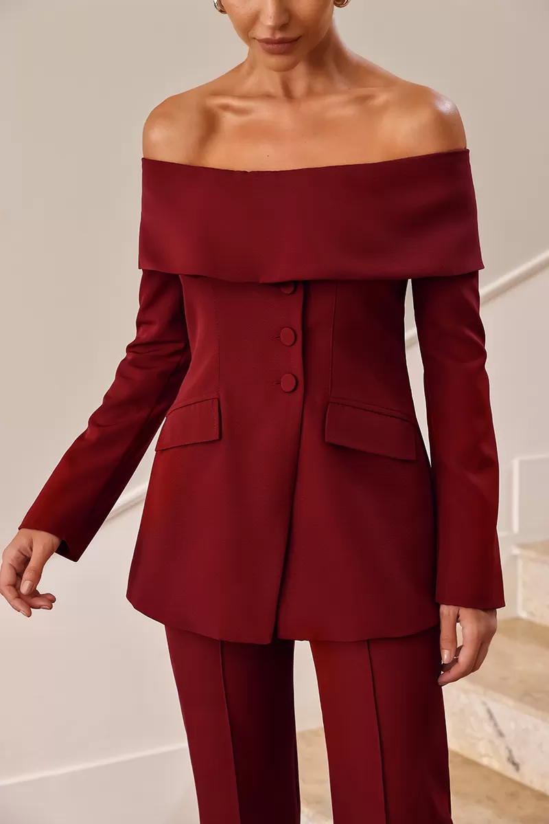 Dot Clothing - Set Dot Clothing Mirela Tailoring Shoulder to Shoulder Marsala - 2627BORDO