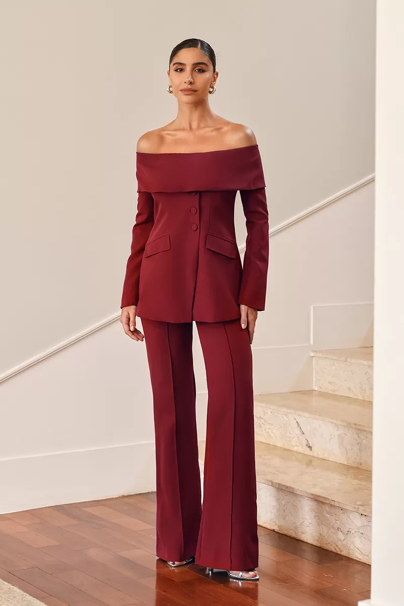 Dot Clothing - Set Dot Clothing Mirela Tailoring Shoulder to Shoulder Marsala - 2627BORDO