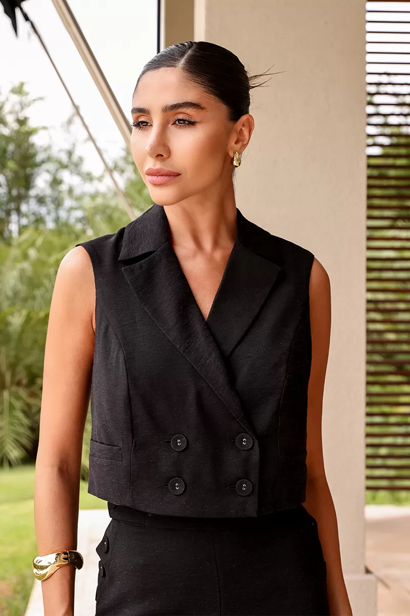 Dot Clothing - Set Dot Clothing Malu Cropped and Pantalona Black - 2631PRETO