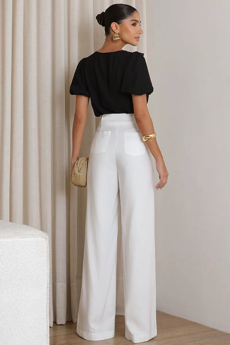 Miss Misses - Blusa Nicole Com Detalhe Babado Com Guipir Preto - 54474001