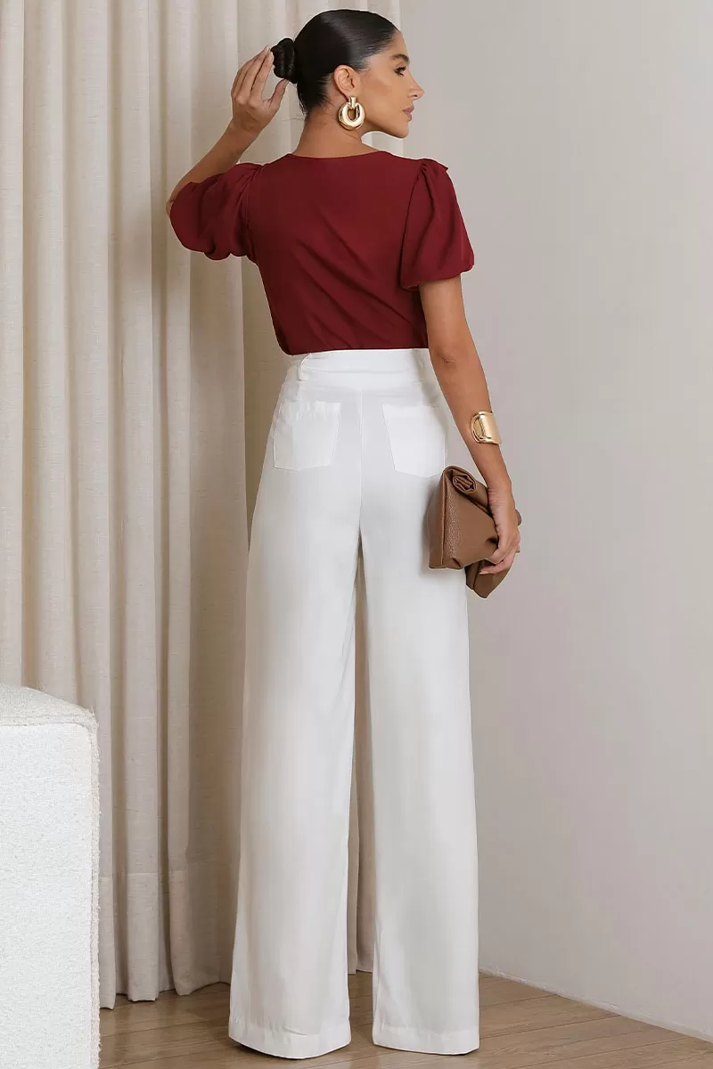 Miss Misses - Nicole Shirt With Frill Detail With Wine Guipir - 54474006