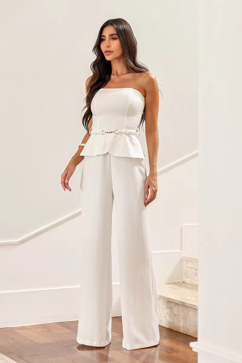 Dot Clothing - Jumpsuit Dot Clothing Lais Buckle Detail Off White - 2632OFF