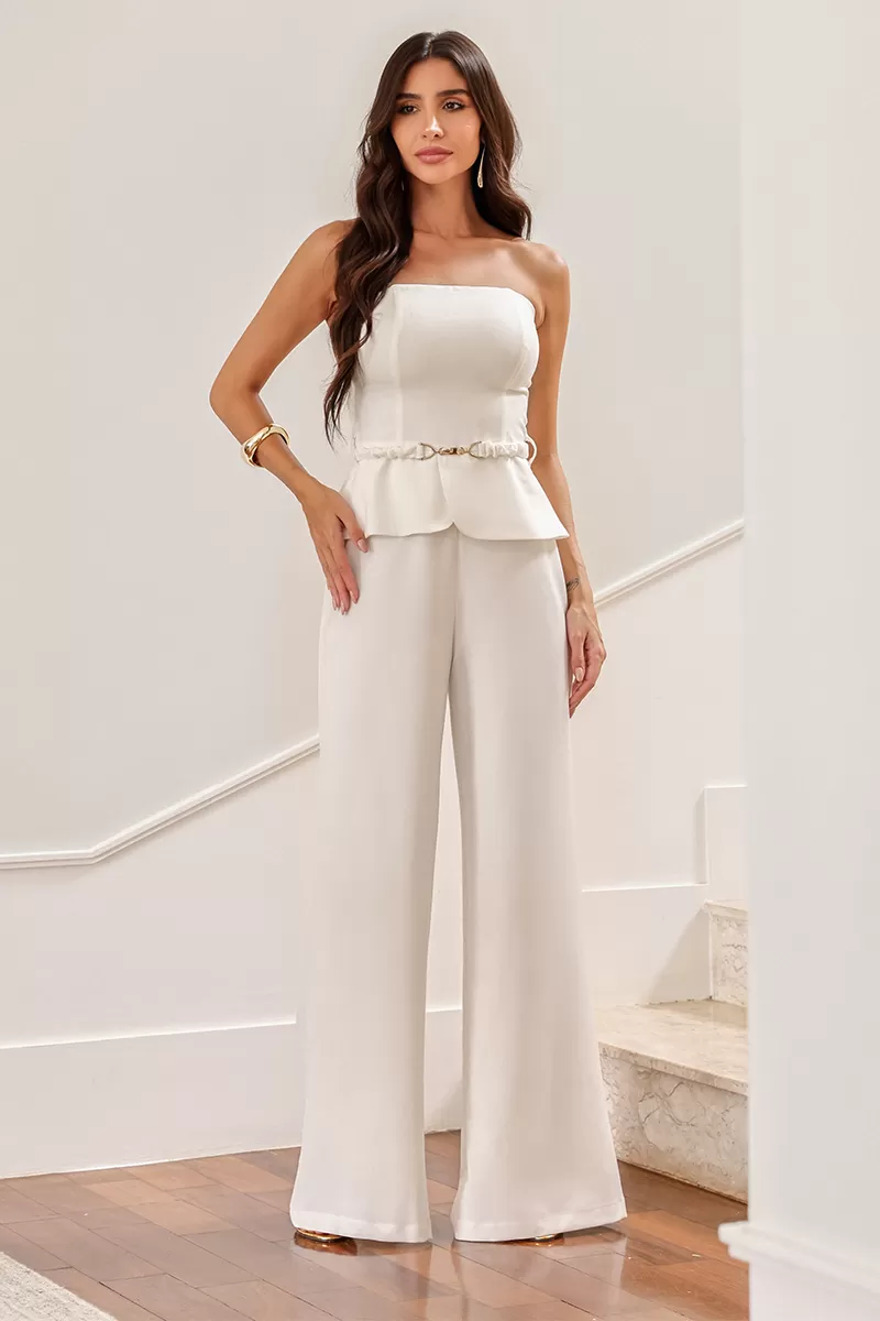 Dot Clothing - Jumpsuit Dot Clothing Lais Buckle Detail Off White - 2632OFF