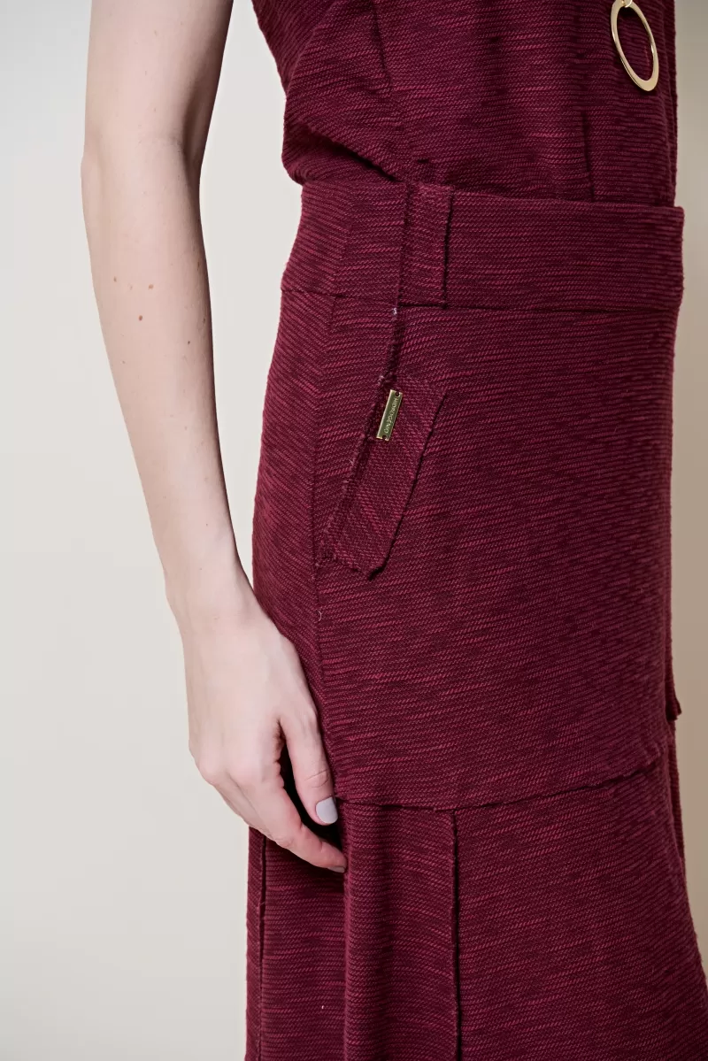 Hidrogênio - SAIA MOLETOM EVASE MIDI A FIO VINHO - 19805043