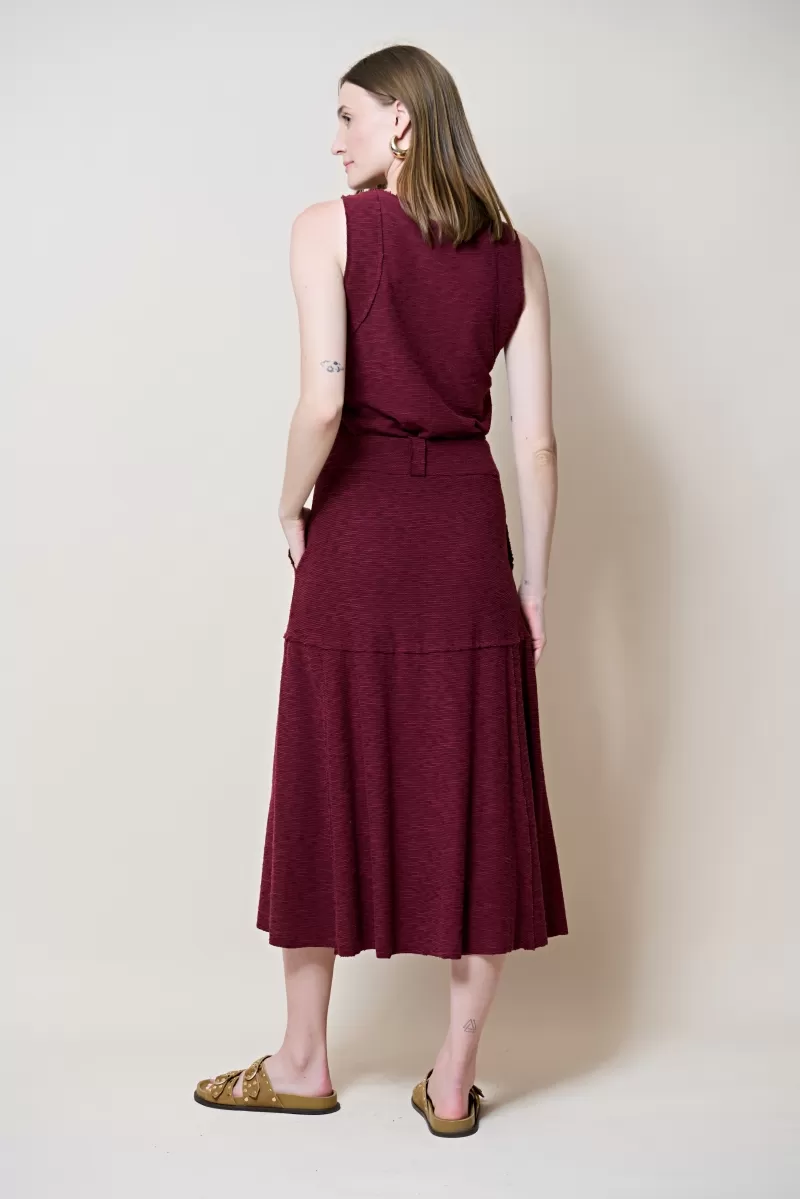 Hidrogênio - SAIA MOLETOM EVASE MIDI A FIO VINHO - 19805043