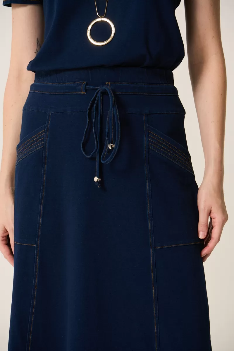 Hidrogênio - LONG SKIRT WITH EVASE CHANNELS AND JEANS POCKET - 20324042