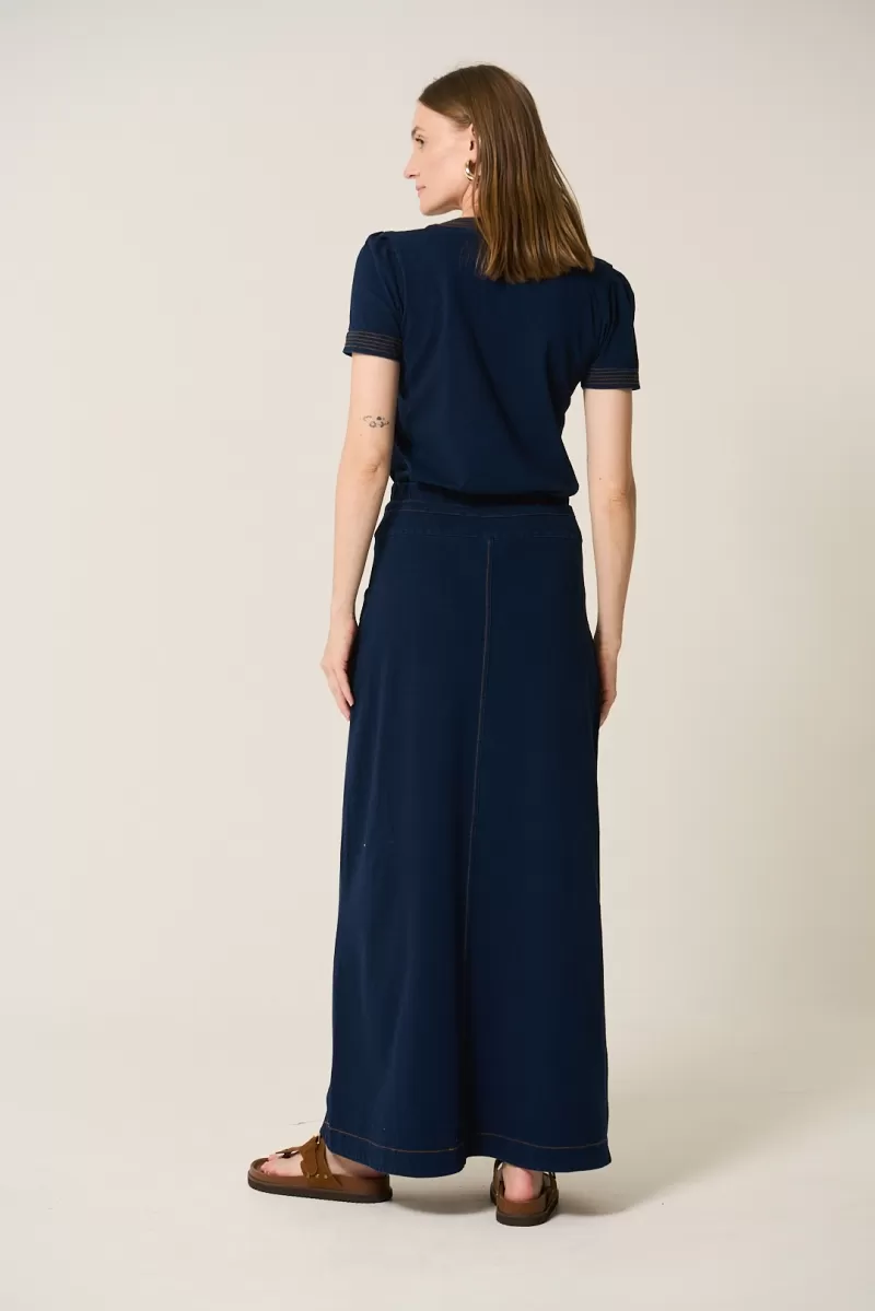 Hidrogênio - LONG SKIRT WITH EVASE CHANNELS AND JEANS POCKET - 20324042