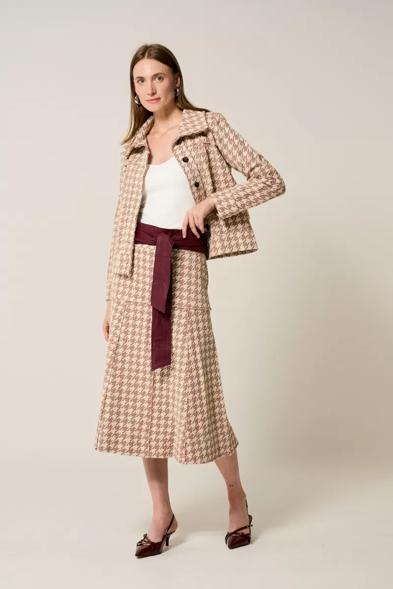 Hidrogênio - SAIA GODE C/ PALA E RECORTES A FIO MARROM - 20295031