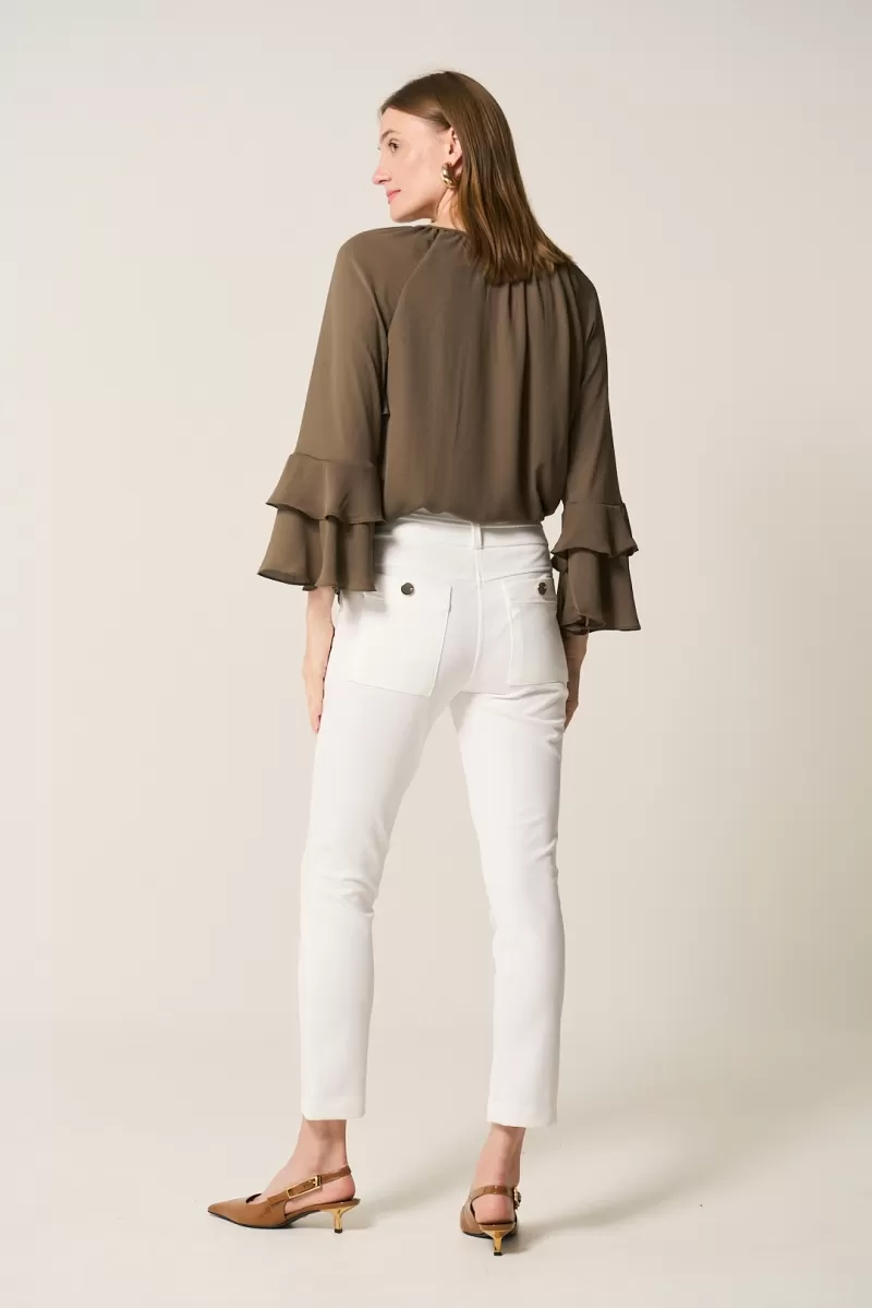 Hidrogênio - CALÇA PESCADOR C/ LAPELAS CAMILA OFF WHITE - 20286018