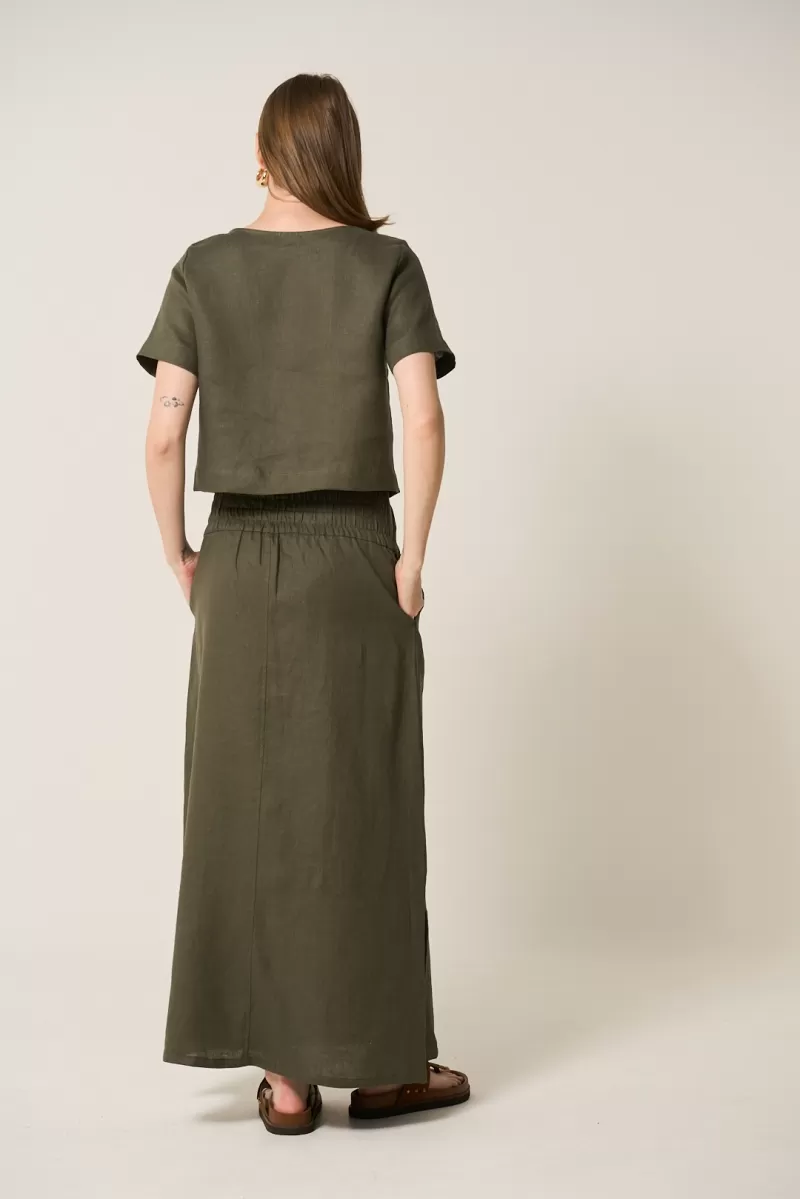 Hidrogênio - BLUSA CROPPED 100% LINHO MILITAR - 19801005