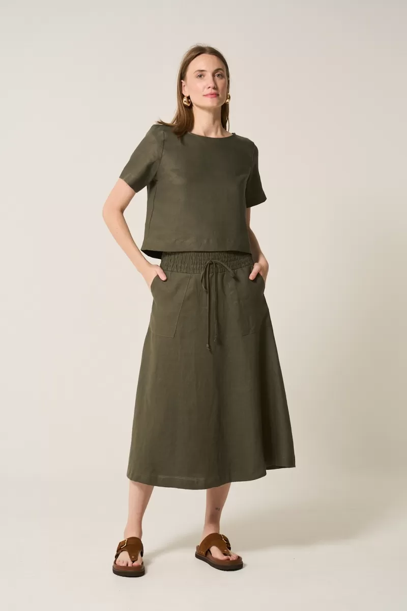 Hidrogênio - BLUSA CROPPED 100% LINHO MILITAR - 19801005