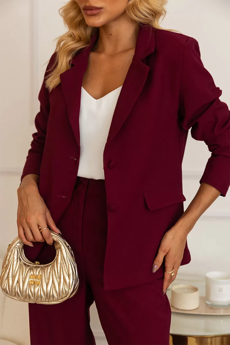 Miss Misses - Helene Blazer with EC Lapel Detail/Wine Button - 54509006