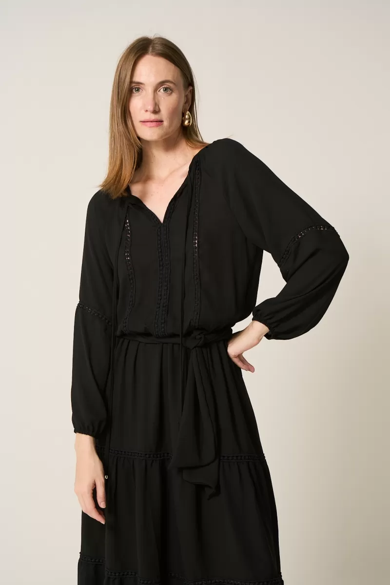 Hidrogênio - VESTIDO FRANZIDO BUFANTE PRETO - 20285001