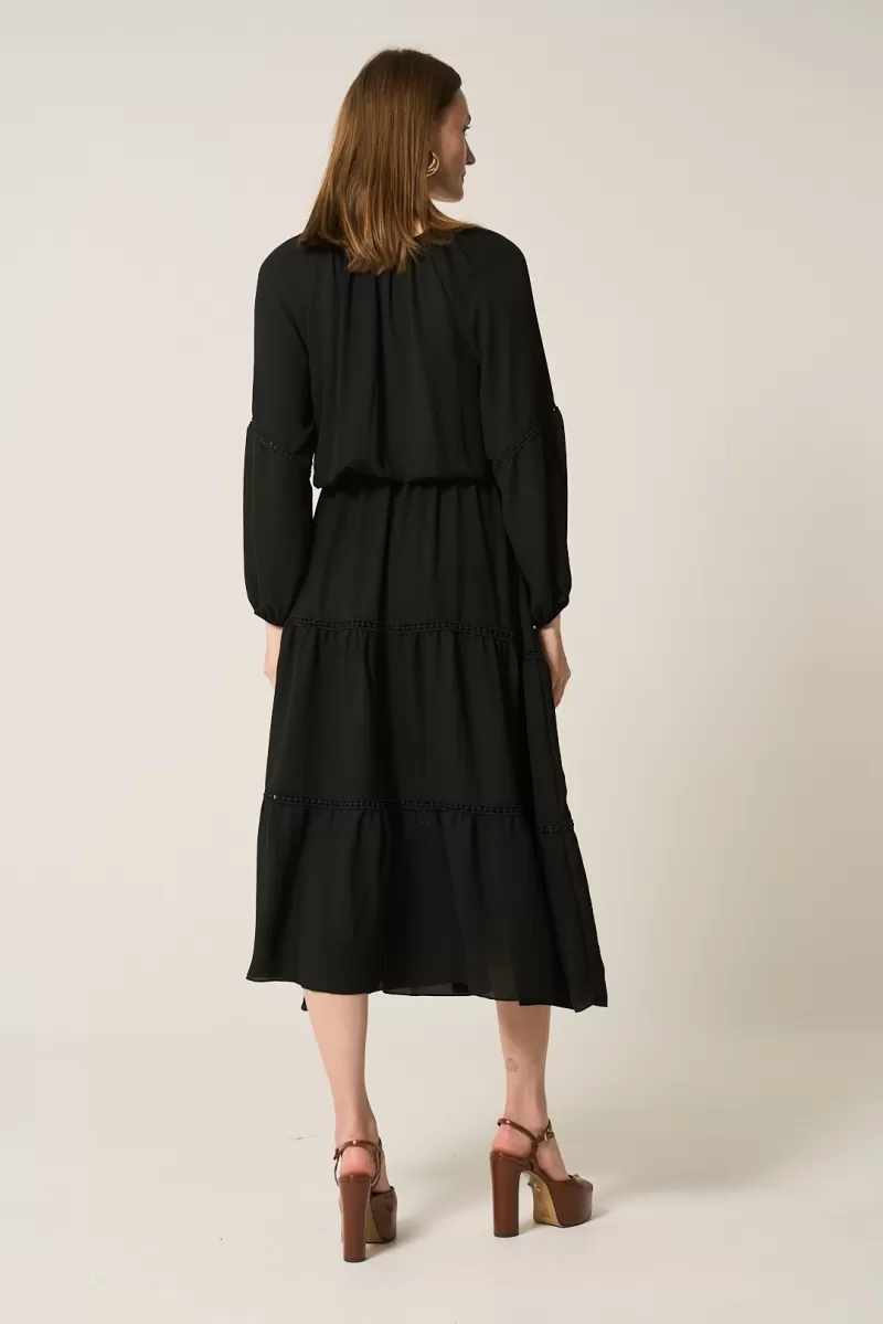 Hidrogênio - VESTIDO FRANZIDO BUFANTE PRETO - 20285001