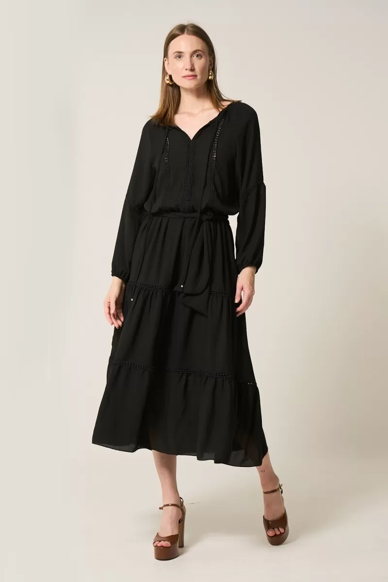 Hidrogênio - VESTIDO FRANZIDO BUFANTE PRETO - 20285001